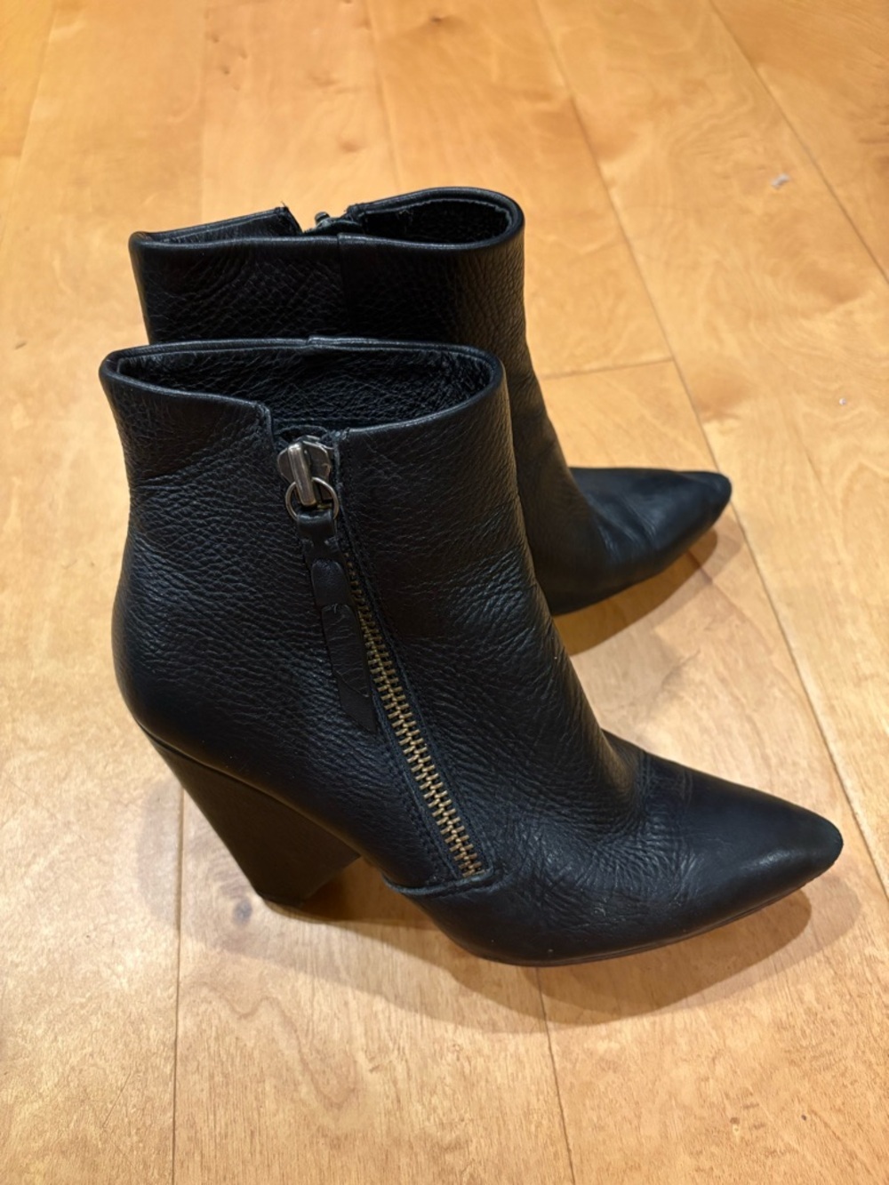 Splendid Neva ankle boots booties zipped cone heel pebbles leather black sz 8.5 - Picture 2 of 9